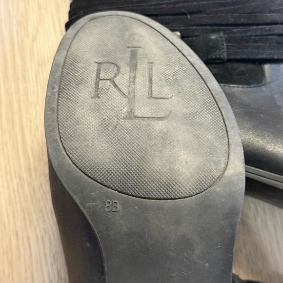 Ralph Lauren Women’s Megan Riding Boots Leather & Suede Mid Shaft Ankle Boots - Picture 6 of 8